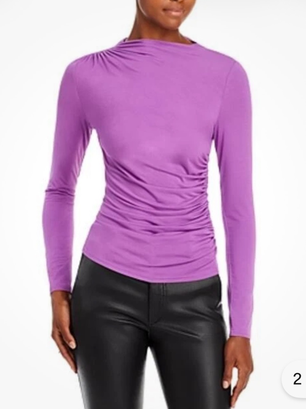 Rails Joelle Ruched Mock Neck Top - Lavender Violet